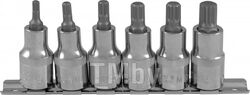 Набор насадок торцевых 1/2"DR с вставками-битами SPLINE на держателе, M5-M12, 6 предметов Ombra 912706