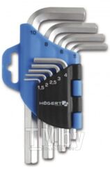 Набор шестигранных Г-образных ключей 1,5-10 мм, CrV, 9 шт. HOEGERT HT1W802