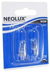 Комплект ламп накаливания блистер 2шт W5W 12V 5W W2.1x9.5d Standart (стандартные характеристики) NEOLUX N501-02B