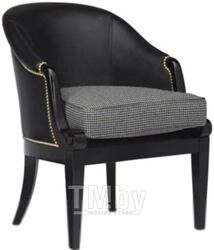 Кресло мягкое Alesan Стайл (эмаль черная/искусственная кожа черный/ткань чёрно-белая)