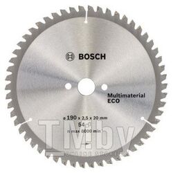 Диск пильный для циркулярок 190-20(16) Multi ECO 54зуб., BOSCH