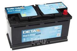 Аккумуляторная батарея 95Ah DETA Start-Stop AGM 12V 95AH 850A ETN 0(R+) B13 353x175x190mm 26kg DETA DK950