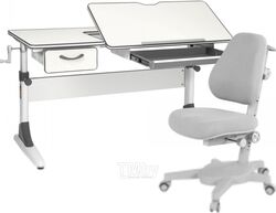 Парта+стул Anatomica Study-120 Armata с органайзером и ящиком (белый/серый/серый)