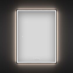 Прямоугольное зеркало с фронтальной LED-подсветкой Wellsee 7 Rays Spectrum 172201320 (70*90 см, черный контур, сенсорная кнопка)