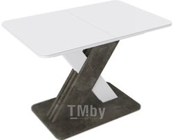 Обеденный стол ТриЯ Люксембург Тип 1 (ателье темный/белый/стекло белое матовое)