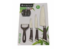 Набор ножей кухонных металлических с пластмассовыми ручками "pure line" 3 шт.+ скребок+ точилка Belbohemia 8320358