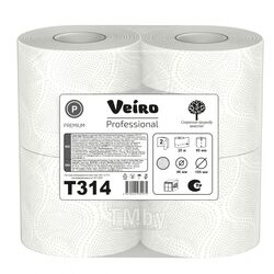 Бумага туалетная Professional Premium в рулонах, 4 рул, 20м, 2 слоя Veiro T314