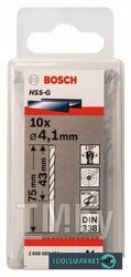 Сверло по металлу HSS-G D4,1 43 75мм (10шт) 2.608.585.486 BOSCH