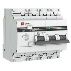 Дифференциальный автомат АД-32 3P+N 6А/10мА (хар. C, A, электронный, защита 270В) 6кА EKF PROxima DA32-6-06-10-4P-a-pro