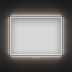 Прямоугольное зеркало с фронтальной LED-подсветкой Wellsee 7 Rays Spectrum 172201330 (90*70 см, черный контур, сенсорная кнопка)