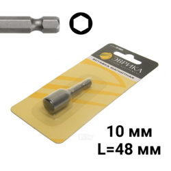 Вставка-головка магнитная 10мм 6-гранная L=48мм для шуруповерта в блистере ЭВРИКА ER-9304