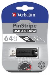 Usb flash накопитель Verbatim PinStripe Store n Go 64GB / 49318 (черный)