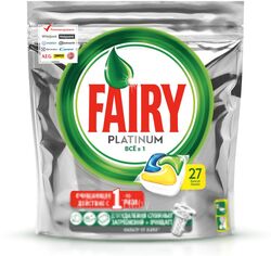 Капсулы для посудомоечных машин Fairy Platinum All in One Лимон (27шт)