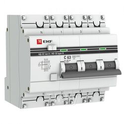 Дифференциальный автомат АД-32 3P+N 63А/300мА (хар. C, A, электронный, защита 270В) 6кА EKF PROxima DA32-6-63-300-4P-a-pro