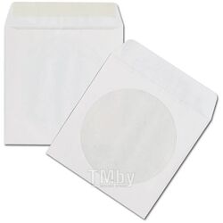 Конверт бумажный на 1 CD / DVD диск, 125*125, с клеевой запечаткой, белый, с окном Курт 201070.25