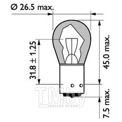 Лампа накаливания Philips (21W) 24V BAU15s HD оранжевая указателя поворотов 13496MLCP