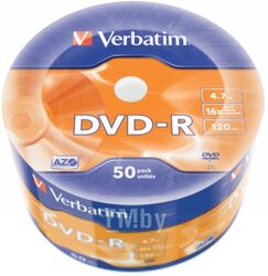 Оптический диск DVD-R 4.7Gb 16x Verbatim DLP Matt Silver по 50 шт. в плёнке 043788