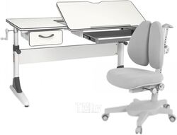 Парта+стул Anatomica Study-120 Armata Duos с органайзером и ящиком (белый/серый/серый)