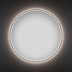 Круглое зеркало с фронтальной LED-подсветкой Wellsee 7 Rays Spectrum 172200260 (D = 90 см, черный контур, сенсорная кнопка)