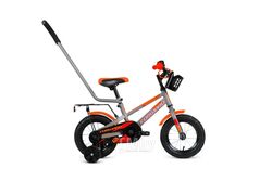 Детский велосипед с ручкой Forward Meteor 12 2021 / 1BKW1K1A1005 (серый/оранжевый)