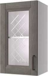 Шкаф навесной для кухни Горизонт Мебель Винтаж 40 с витриной (шоколад 034)