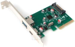 Контроллер PCI-Ex USB 3.0 Type-A + USB Type-C, питание - SATA Gembird SPCR-02