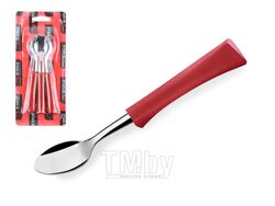 Набор ложек чайных, 3шт., серия INOVA D+, красные, DI SOLLE (Длина: 137 мм, длина стальной части: 63 мм, толщина: 0,8 мм. Прочная пластиковая ручка.)