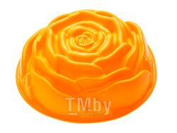 Форма для выпечки, силиконовая, роза, 23х7 см, оранжевая, PERFECTO LINEA