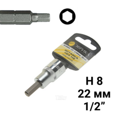 Насадка-вставка с битой Hex H8 1/2 22мм L=60мм (с держателем) ЭВРИКА ER-94804H