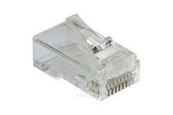 Коннектор RJ45 тип EZ, 8P8C, UTP, Cat.5e, универсальный, со вставкой, покрытие 50 микрон, Lanmaster LAN-EZ45-8P8C/U5E-100