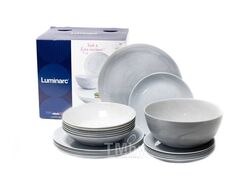 Набор посуды стеклокерамический "diwali granit marble" 19 пр.: 18 тарелок, салатник Luminarc Q0217