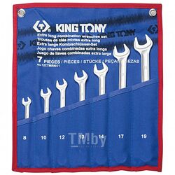 Набор комбинированных удлиненных ключей KING TONY 8-19 мм, чехол из теторона, 7 предметов 12C7MRN01