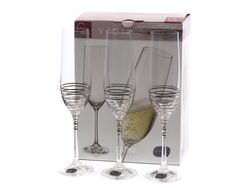 Набор бокалов для шампанского стеклянных декор. "Viola" 6 шт. 190 мл Crystalex