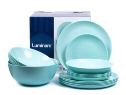 Набор посуды стеклокерамический "Diwali light turquoise" 19 пр.: 18 тарелок 19/20/25 см, салатник 21 см Belbohemia