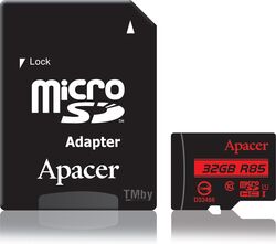 Карта памяти Apacer 32GB AP32GMCSH10U5-R (класс 10, UHS-I (класс U1), чтение: 85 МБ/с, запись: 10 МБ/с, адаптер)