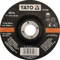Круг для шлифования металла 125х8,0х22мм Yato YT-6126