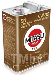 Моторное масло полусинтетическое MITASU 5W30 4L MOTOR OIL SN API SN ILSAC GF-5 MJ1204