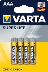 Набор батареек угольно-цинковых VARTA SUPERLIFE тип AAА 1.5V, упаковка 4 шт VARTA 02003101414