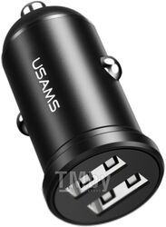 Автомобильное зарядное USAMS 2.4A 12 W Dual Ports USB 2.0 черный CC114TC01
