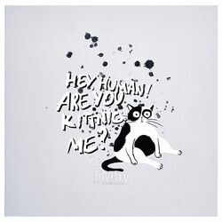 Альбом для рисования 170*170 мм, 40 л., "Hey human кот" на склейке, голубой Be Smart N3354