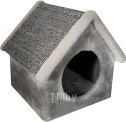 Домик-когтеточка Cat House Будка 0.38 (серый)