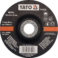 Круг для шлифования металла 125х6,0х22мм Yato YT-6124