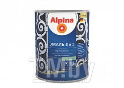 Эмаль по металлу Alpina 3в1 шелк-мат RAL7040 Серый 0,75 л / 0,91 кг