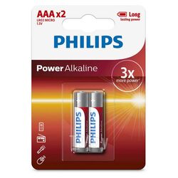 Элемент питания алкалиновый Philips 2шт. размер AAA (LR03) 8712581544225