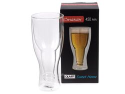 Стакан для пива стеклянный "Sweet home" с двойными стенками 450 мл (арт. 199-24011, код 471023)