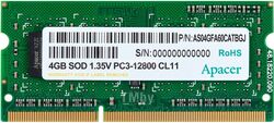 Оперативная память 4GB PC3-12800 DDR3 SODIMM-1600 Apacer AS04GFA60CATBGJ CL11