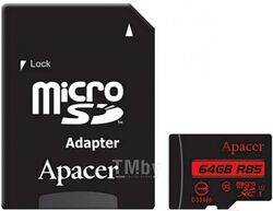 Карта памяти Apacer 64GB AP64GMCSX10U5-R (класс 10, чтение: 85 МБ/с, адаптер)
