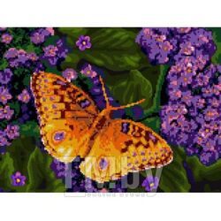 Алмазная мозаика 30*40см "Фиолетовые цветочки" (частичное заполнение, без деревянного подрамника) LORI Ам-010