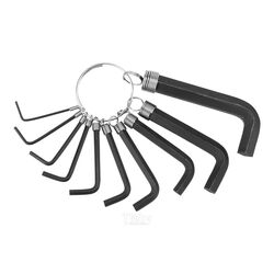 Набор ключей имбусовых HEX, 1,5–10 мм, CrV, 10шт.,оксидированные, на кольце SPARTA 112665