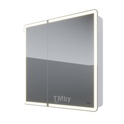 Зеркало-шкаф Dreja Point 80 см 2 дверцы, 2 стекл. полки, LED-подсветка белый (99.9034)